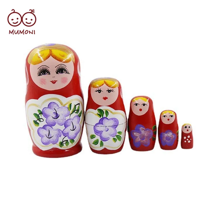 Matryoshka Dolls 5ชั้นตุ๊กตาทำรังไม้ของเล่นเด็กที่สมบูรณ์แบบตุ๊กตาไม้รัสเซีย