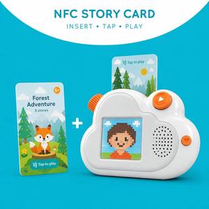เครื่องเล่นเสียงแบบพกพา XDT Talking Toys สำหรับเด็กเล็ก อายุ 0-7 ปี  ไม่มีหน้าจอ  แบบอินเทอร์แอคทีฟเพื่อการศึกษา  พร้อมฟังก์ชั่นอ่าน NFC สีขาว - Product Image 2