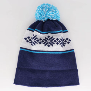 Gorro de Invierno Unisex de Punto Acrílico con Diseño de Copo de Nieve en Jacquard, Bordado 3D y Pompones, para Patinaje sobre Hielo - Product Image 6