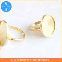 Einstellbare Fingerringe aus Edelstahl Blank Base Pad Ring Einstellung Gold Farbe