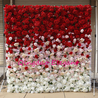EG-S061 événement mariage décor retrousser 3d fleur toile de fond mur 8ft x 8ft dégradé couleur fleurs artificielles mur