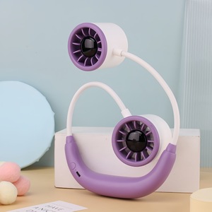 Ventilateur de cou portable, batterie rechargeable, moteur DC 2W, commande par bouton, ventilateur de refroidissement portable pour l'extérieur avec tube réglable - Product Image 4