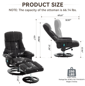 Sillón Reclinable Moderno de Microfibra Gris con Reposapiés, Estructura Metálica Grande y Alta con Función de Masaje para Dormitorio - Product Image 2