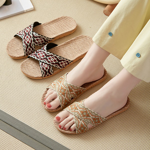 Sandales d'intérieur décontractées en lin pour femmes, antidérapantes, respirantes, déodorantes, tendance, livraison gratuite - Product Image 5