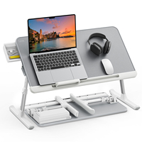 Bureau d'ordinateur portable pliant portable avec tiroir Table polyvalente réglable Utilisation comme bureau ou jambes de traîneau à neige