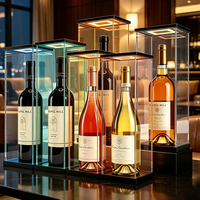 Vitrine à vin en acrylique couleur personnalisée avec éclairage LED, présentoir individuel en plexiglas pour bouteille de vin, idéal pour cadeau, décoration de bar à domicile