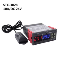 Thermostat numérique STC-3008 DC 12V avec deux sorties relais, avec sonde double pour refroidissement et chauffage, câble de 1 m