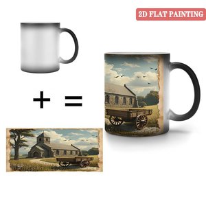 Custom Wedding Pattern Mug 11oz Frosted Black <b>Ceramic</b> Heat Sensitive Blank <b>Cup</b> - Product Image 4