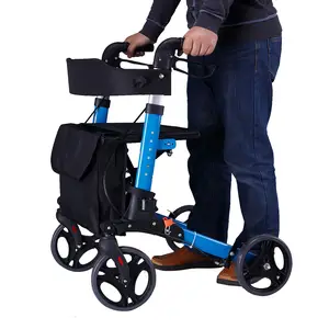 Rolador de caminhada para seniores 4 pernas, rolador de rolagem dobrável para adultos com desbloqueio