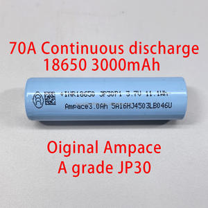 Meilleure batterie Li-ion 18650 3.6V 70A à décharge 3000mAh, cellules Ampace INR18650 JP30 - Product Image 1