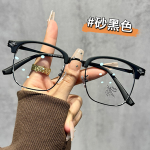 Lunettes optiques élégantes à demi-monture en métal TR, protection anti-lumière bleue pour femmes, 31165 - Product Image 3