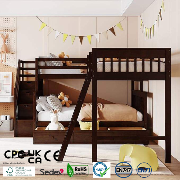 Wholesale Wooden Triple Bunk Bed Safe Ladder Design | Alibaba.com