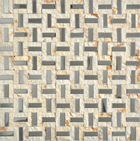 Marbre mixte métal argenté mosaïque pierre surface finie pour cheminée murale