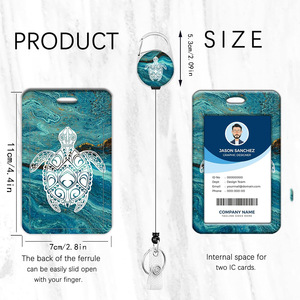 Amazonian sea turtle keychain with rotating back, name tag/<b>ID</b> card <b>holder</b>, easy-pull buckle set, available for wholesale. - Product Image 3