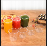300ml Wegwerpbaar Vierkant Doorzichtig Plastic Bakje voor Cake, Mousse, Pudding en Fruitsalade
