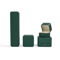 Ensemble de boîtes à bijoux en cuir PU vert émeraude de luxe CHEN LU - Étuis de rangement pour bagues, colliers et bracelets avec doublure en velours