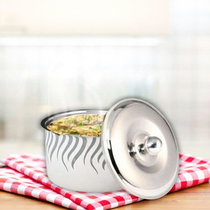 Casserole en acier inoxydable avec couvercle, design minimaliste rond, durable pour cuisinière à gaz et à induction, lavage à la main uniquement - Product Image 6