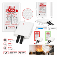 Couverture anti-feu certifiée CE en fibre de verre avec étui rigide en PVC 1x1m – Outil de sécurité incendie d'urgence pour cuisine