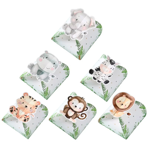 Caja de Dulces de Papel con Diseño de Animales de la Selva, 12 Unidades, para Bodas, Fiestas de Safari, Cumpleaños, Baby Shower, Caja de Regalo para Chocolates y Galletas - Product Image 2