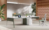Poste de travail moderne de luxe 4 places, sans formaldéhyde, en MDF écologique avec revêtement poudré, trous de câblage intégrés, bureau commercial
