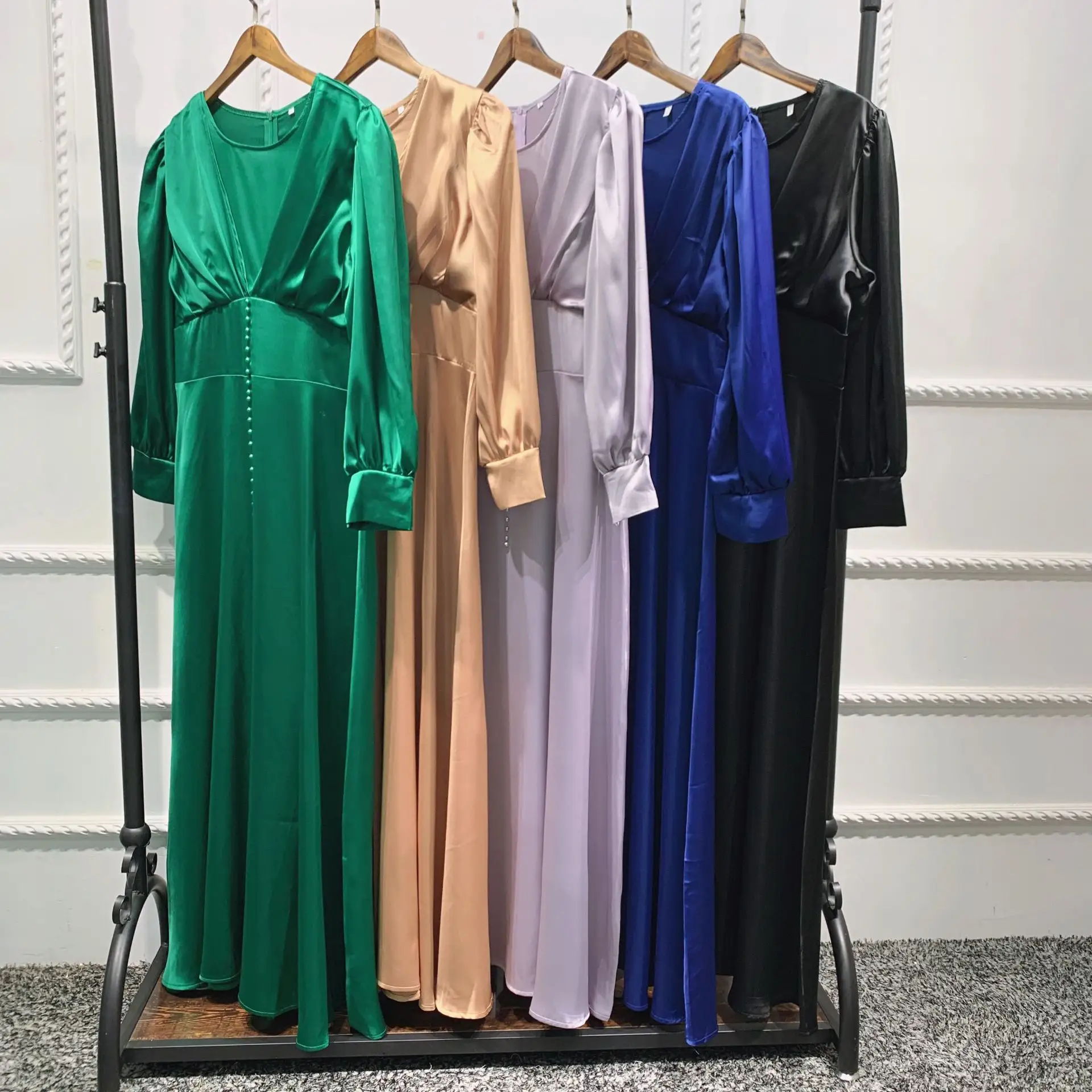 Robe Hijab en Satin pour femmes, élégante, Maxi, printemps, 2022