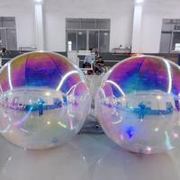 Ballons gonflables géants en PVC, boule miroir lumineuse LED colorée, logo personnalisé, décoration de fête pour la publicité extérieure