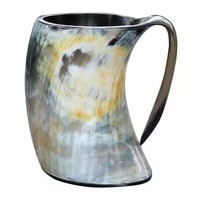 Jarra de cuerno de buey natural de primera calidad, artículos rústicos para beber cerveza, café o té, disponible para la venta.