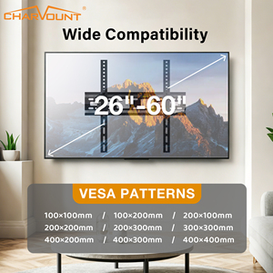 Soporte de Pared para TV de Perfil Bajo con Inclinación para Pantallas Planas de 26 a 55 Pulgadas con Espaciado de 400x400 mm y 50 mm de Espacio Libre - Product Image 1