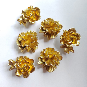 Luxury Furniture Decoration Brass Flower Pulls Wardrobe Drawer Cabinet <strong>Door</strong> <strong>Knobs</strong> Jewelry Box Handles - Product Image 1