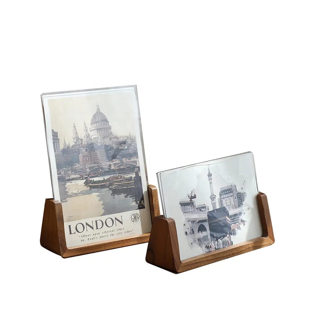 Hot selling modern design high-clear family glass 6x8 4x6 inch decor oak acrylic photo frame plastic photo frame