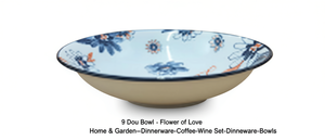 Ciotola in Ceramica 9 Dou con Motivo Floreale, Ciotola per Servire Cibo con Design Floreale 9 Dou Size - Product Image 1