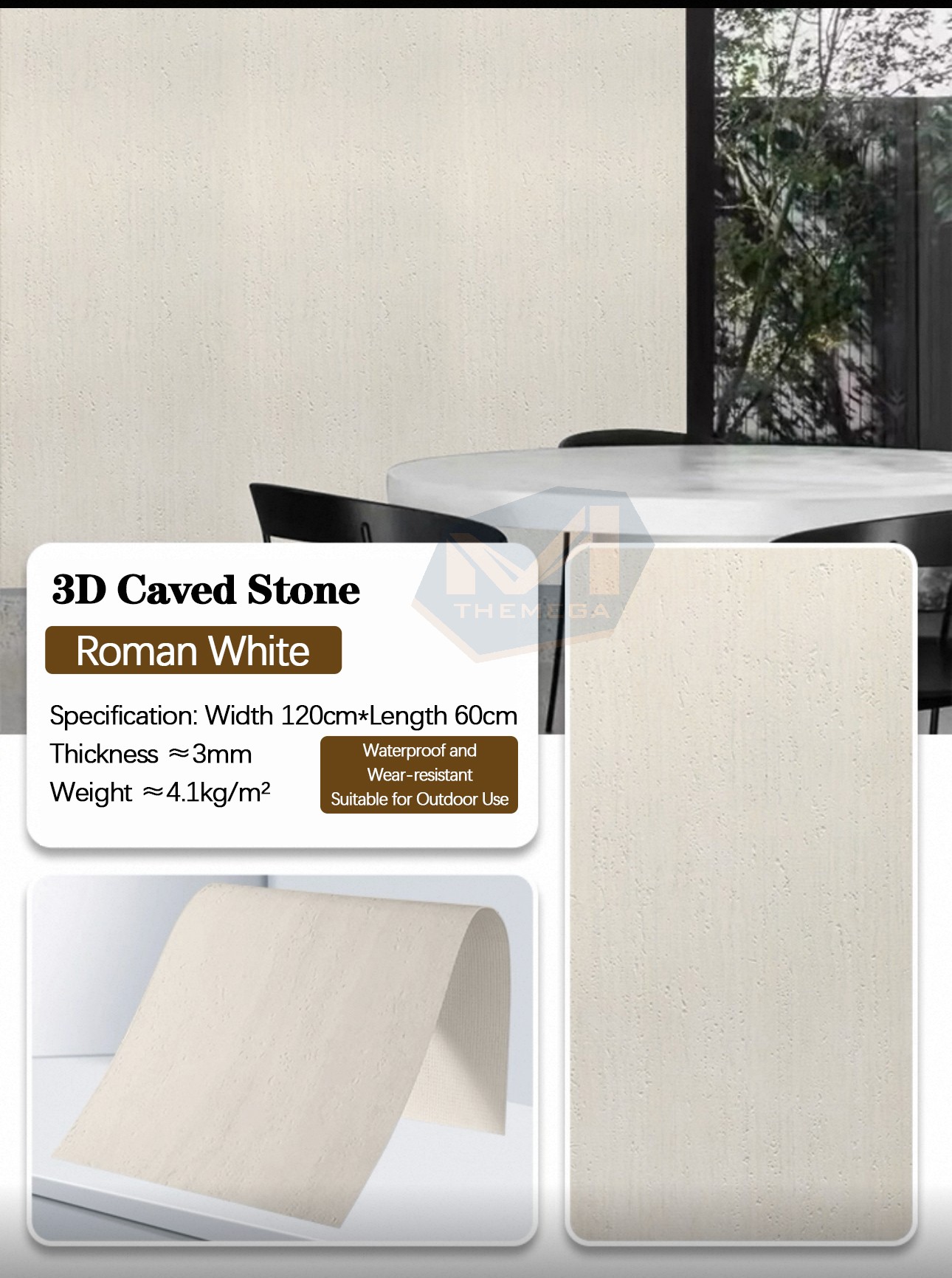Travertino 3D (Blanco Romano)