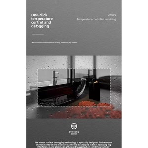 <span class=keywords><strong>Espejo</strong></span> de <span class=keywords><strong>Baño</strong></span> Ovalado Moderno Minimalista Simple con Tira de Luz LED, Cristal Antivaho, Marco de Aluminio, Montaje en Pared, Inteligente, IP44 - Product Image 5