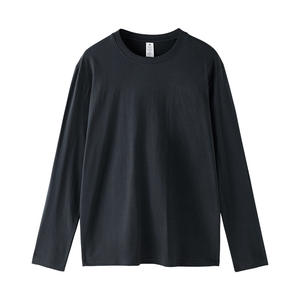 T-shirt à manches longues en coton T-shirt unisexe T-shirt avec logo personnalisé - Product Image 4