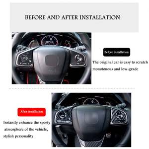Untuk Honda Civic Generasi ke-10 2016 2017 2018 2019 2PCS Stiker Tombol Setir Serat Karbon Panel Saklar Dekorasi Trim Cover - Product Image 5