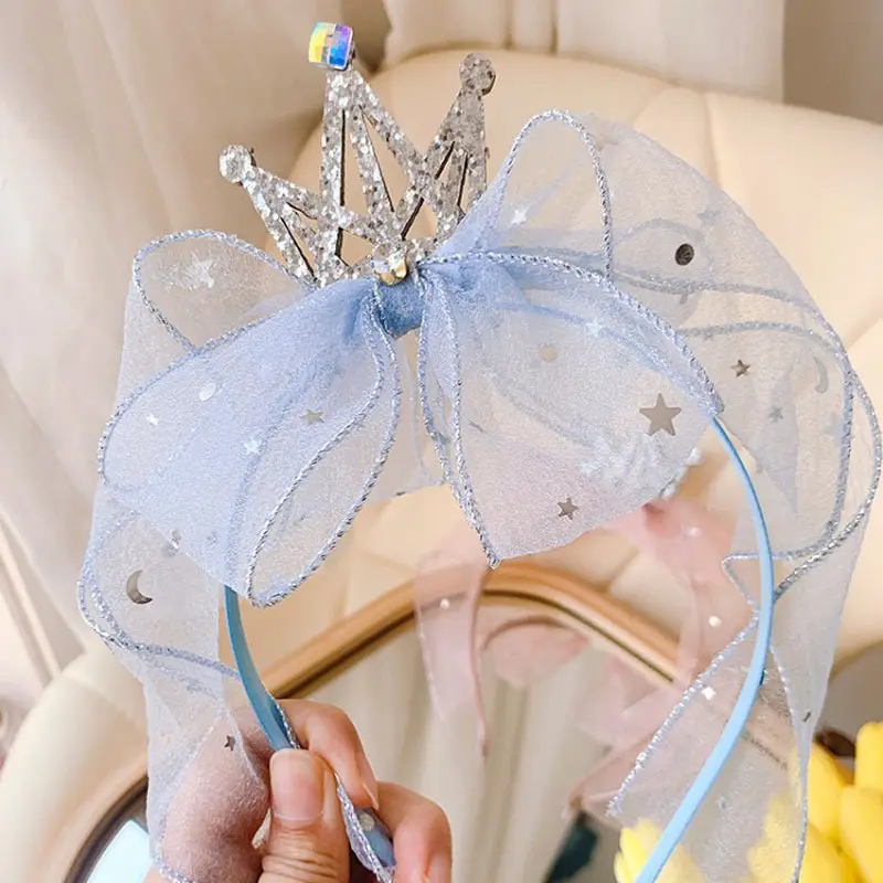 Children's Mesh Headband Shiny Crown Hairband Princess Crown Headband For Kids Girls