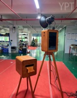 Photomaton rétro en bois avec écran tactile LCD 18,5 pouces, impression instantanée, compatible DSLR/iPad/Surface