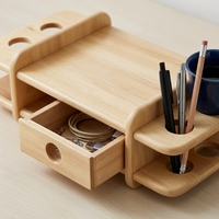 Support d'écran en bambou naturel avec tiroir et organisateur, étagère de bureau ergonomique pour le bureau à domicile