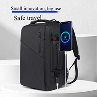 Sac à dos antivol extensible de 17 pouces, imperméable, avec fermeture éclair, port USB, ceinture à coussin d'air, 20-39L, pour ordinateur portable et téléphone portable, doublure en polyester