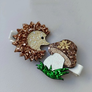 Novedad, Lindos Pasadores de Pelo de Erizo para Niños, Accesorios para el Cabello de Tela, Pinzas de Pelo de Pico de Pato con Forma de Hongo para Fiestas de Niñas - Product Image 2