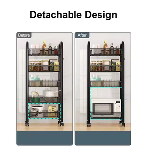 Cesta <span class=keywords><strong>de</strong></span> fruta giratoria resistente, estante <span class=keywords><strong>de</strong></span> almacenamiento <span class=keywords><strong>de</strong></span> cocina, carrito, <span class=keywords><strong>ruedas</strong></span> rodantes, accesorios <span class=keywords><strong>de</strong></span> cocina <span class=keywords><strong>de</strong></span> metal <span class=keywords><strong>de</strong></span> 4 capas - Product Image 3