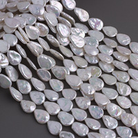 Perles baroques d'eau douce cultivées blanches, forme goutte d'eau, 11 mm, brin de perles en vrac pour boucles d'oreilles, pendentifs, bijoux faits à la main