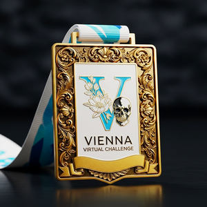 เหรียญรางวัลวิ่งมาราธอนลายแพะภูเขาหิน 3 มิติ ทำจากโลหะผสมสังกะสีเคลือบเงา พร้อมริบบิ้นพิมพ์ลาย - Product Image 3