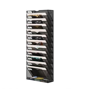 12 Pockets <b>Mesh</b> Hanging Wall File Holder Metal Wall File Organizer Hanging File Organizer Wall Mounted Office Mail Organizer - Product Image 1