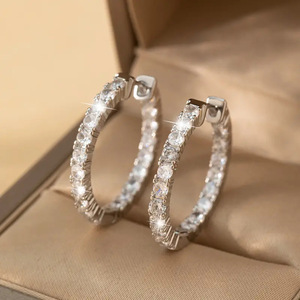 Orecchini scintillanti intarsiati per donna, eleganti gioielli per abiti da festa, gioielli alla moda per le orecchie - Product Image 1
