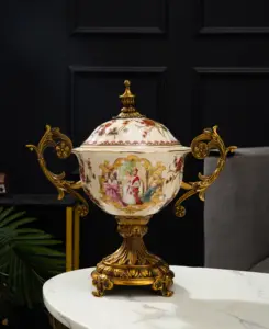 Frasco de porcelana de cerâmica para decoração de casa, frasco de porcelana de luxo estilo europeu antigo, mais novo design