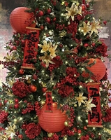Buket Bunga Natal Buatan Beludru Faux Flocking Terlaris Lintas Negara 28 cm Besar Warna Emas Gaya Eropa Amerika