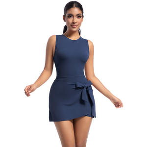 Aoyema بيع بالجملة مخصص جديد مثير للنساء قطعة واحدة عارية الظهر بلون واحد اليوغا تنس ضوء في الهواء الطلق الجولف تنفس اللباس الرياضي صالة الألعاب الرياضية - Product Image 5