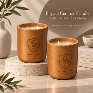 Bougie parfumée marron AIKUN, fabriquée directement en usine, faite à la main, logo personnalisé, bougie en cire de soja dans un pot en céramique pour les commandes en gros - Product Image 1