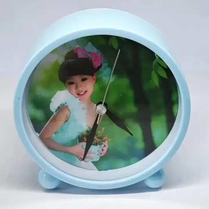 Casa decorativo personalizzato Mini orologio di plastica sublimazione spazi vuoti da tavolo sveglia per i bambini